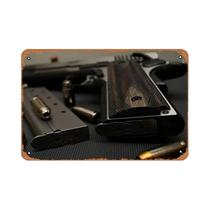 Placa De Metal Vintage 12x16 Polegadas Com Bandeira Americana E Armas, Arte De Parede Em Alumínio,
