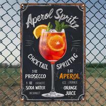 Placa De Metal Vintage Aperol Spritz Roostertail Cocktail, Arte De Parede Rústica Para Bar Em Casa,