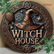 Placa De Metal Vintage Casa Da Bruxa, Decoração De Parede Circular De Ferro Com Design De Estrela,