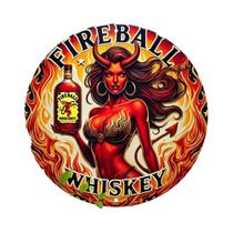 Placa De Metal Vintage Com Arte Pin-Up De Mulher Diabólica De Cabelo Vermelho, Com Bola De Fogo E