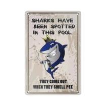 Placa De Metal Vintage Com Aviso De Tubarão Perigoso Para Decoração De Paredes, Pátios, Poços E