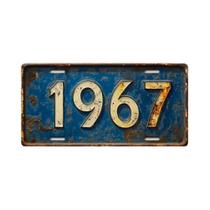 Placa De Metal Vintage De Alumínio 1967 12x6 Decoração De Parede Rústica Design Desgastado Azul E