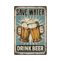 Placa De Metal Vintage Economize Água Beba Cerveja Para Bares Pub Pôster De Arte Retrô Engraçado