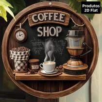 Placa De Metal Vintage Para Cafeteria 8x8 Polegadas Arte De Parede Redonda Em Alumínio Design