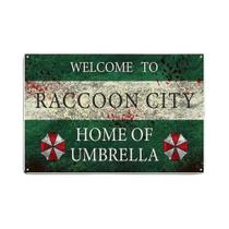 Placa De Metal Vintage Raccoon City, Decoração De Parede Engraçada, Pintura Em Lata, Cartaz