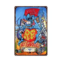 Placa De Metal Vintage Rat Fink, Cartaz De Desenho Animado, Placa De Lata Engraçada Para Decoração