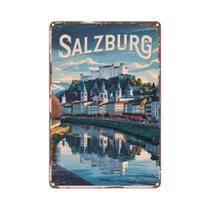 Placa De Metal Vintage Salzburgo Em Alumínio Para Decoração De Parede, Placa Gravada Para Viajantes,