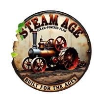 Placa De Metal Vintage Trator Da Era Do Vapor Arte De Parede Em Alumínio Rústico 7.8x7.8" Redonda Placa De Metal Vintage Trator Da Era Do Vapor Arte De Parede Em Alumínio Rústico 7.8x7.8" Redonda