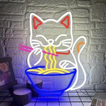 Placa de néon Abooly Fortune Cat Ramen 40x32cm alimentada por USB