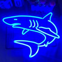 Placa de néon Ajoyferris Dimmable Shark para decoração de parede 42x34,4 cm