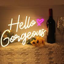 Placa de néon DAKABUKA Hello Gorgeous Warm White LED 42x27cm Placa de néon DAKABUKA Hello Gorgeous Warm White LED 42x27cm
