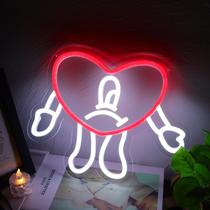 Placa de néon decorativa AGJKSGH Bad Cute Bunny Heart 25x30cm