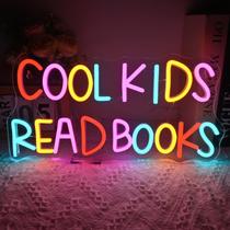 Placa de néon decorativa VVYXX Cool Kids Read Books 51x18 cm 5V