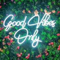 Placa de néon HancraStore Good Vibes Only 55x36cm Cool White LED