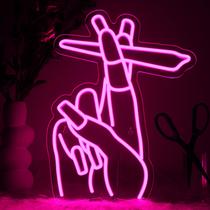 Placa de néon LED WLHOPE rosa para decoração de parede à mão 30x40cm USB Placa de néon LED WLHOPE rosa para decoração de parede à mão 30x40cm USB