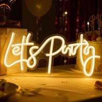 Placa de néon Miootly Let's Party LED 16x7cm USB 10 de brilho Placa de néon Miootly Let's Party LED 16x7cm USB 10 de brilho