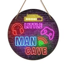 Placa de néon Simimi Art Little Man Cave 30x30cm de madeira