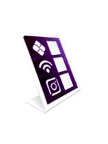 Placa De Pagamento Pix Acrílico Com 3 Qr Code BRANCO E ROXO