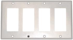 Placa de Pared Decora Leviton para 4 Módulos, Estándar, Termoestable, Blanca Placa de Pared Decora Leviton para 4 Módulos, Estándar, Termoestable, Blanca
