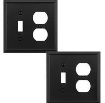 Placa de Pared Dúplex con Interruptor de Metal Negro Aria OKAWYC - Paquete de 2