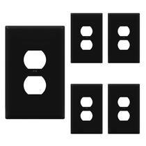 Placa de Pared ENERLITES Jumbo Dúplex 14x9 cm Negra Paquete de 5