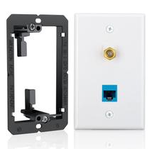 Placa de pared Ethernet y coaxial ELECTOP 2 puertos con soporte de montaje