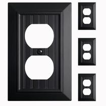 Placa de pared Kisrvopn 1 gang duplex negro mate fibra de bambú paquete de 4
