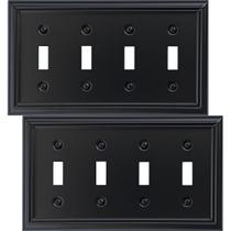 Placa de pared metálica negra con cuatro interruptores OKAWYC, paquete de 2