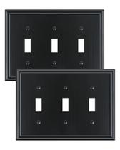 Placa de Pared Treewell Paquete de 2 con Triple Interruptor de Palanca de Aleación de Zinc Negra