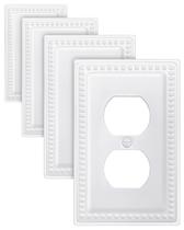 Placa de Pared ZILLSEA con Cuentas, Metal, Doble Enchufe Blanco 8x12 cm