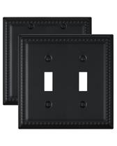 Placa de Pared ZILLSEA Paquete de 2, Interruptor Doble con Borde de Bolitas Negro 13x12 cm
