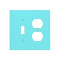 Placa de parede 2 módulos 1 interruptor 1 tomada, azul aqua verde-água Placa de parede 2 módulos 1 interruptor 1 tomada, azul aqua verde-água