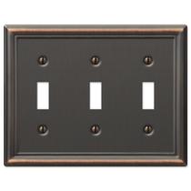 Placa de parede Amerelle 149TTTDB 3 Toggle Steel Aged Bronze