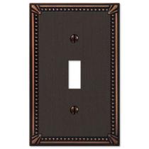 Placa de parede Amerelle 74TDB Imperial Bead 1 Toggle Aged Bronze