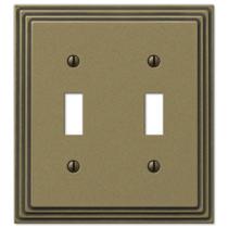 Placa de parede AMERELLE 84TTRB Double Toggle Rustic Brass Placa de parede AMERELLE 84TTRB Double Toggle Rustic Brass