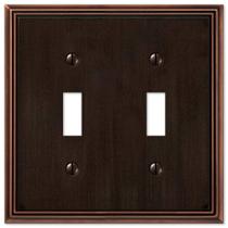 Placa de parede Amerelle 935R5AL Double Toggle Aged Bronze