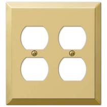 Placa de parede Amerelle Century Double Duplex em latão polido Placa de parede Amerelle Century Double Duplex em latão polido