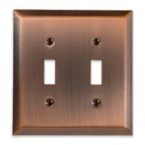 Placa de parede Amerelle Century Double Toggle Steel Antique Copper Placa de parede Amerelle Century Double Toggle Steel Antique Copper