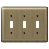 Placa de parede Amerelle Devon Triple Toggle em latão escovado