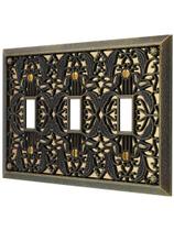 Placa de parede Amerelle Filigree Triple Toggle Cast Metal 16x11 cm Placa de parede Amerelle Filigree Triple Toggle Cast Metal 16x11 cm