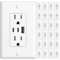 Placa de parede Amico USB Outlet de 3 portas e 30 W, pacote com 24