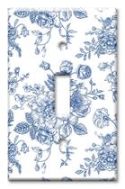 Placa de parede Art Plates 1 Gang Toggle Blue Flower Line Art
