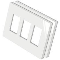Placa de parede BESTTEN USWP4 3 Gang Screwless White 12x17 cm, pacote com 2