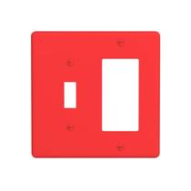 Placa de parede combinada de 2 módulos em policarbonato vermelho claro 11,5 x 11,5 cm Placa de parede combinada de 2 módulos em policarbonato vermelho claro 11,5 x 11,5 cm
