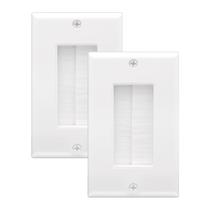 Placa de parede de cabo LEENUE Brush Single Gang, pacote com 2 unidades, branca Placa de parede de cabo LEENUE Brush Single Gang, pacote com 2 unidades, branca