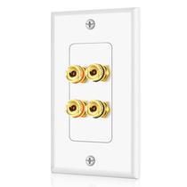 Placa de parede de home theater TNP Banana Plug 2 Speaker Wire White