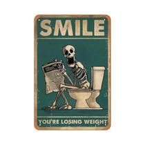 Placa De Parede De Metal Com Esqueleto Engraçado, Decoração Retrô Para Banheiro, Placa Multiuso Para