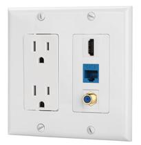 Placa de parede de tomada elétrica IBL-15A com HDMI, Ethernet, branco coaxial Placa de parede de tomada elétrica IBL-15A com HDMI, Ethernet, branco coaxial