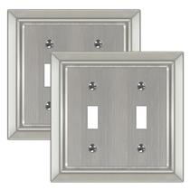 Placa de parede Dyekou 2-Gang Brushed Nickel Metal, pacote com 2
