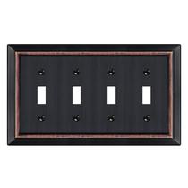 Placa de parede Dyekou 4-Gang 12,5 x 22 cm de metal bronze envelhecido